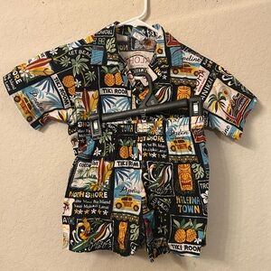 Colorful Hawaiian Shirt and Shorts Set